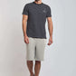 Dalydress men's striped navy t-shirt and grey shorts casual outfit