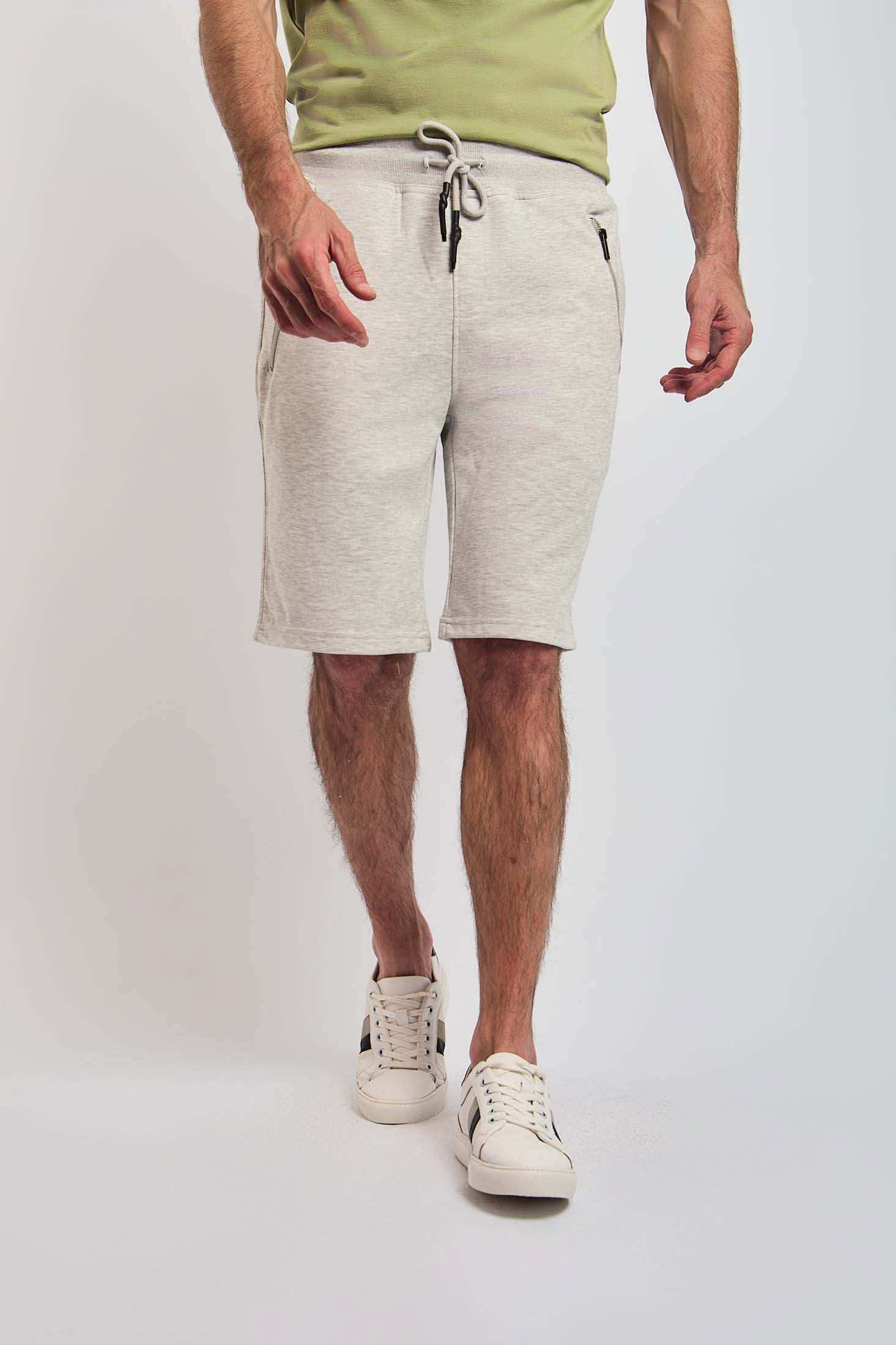 Dalydress men's casual light grey drawstring shorts with pockets, front view