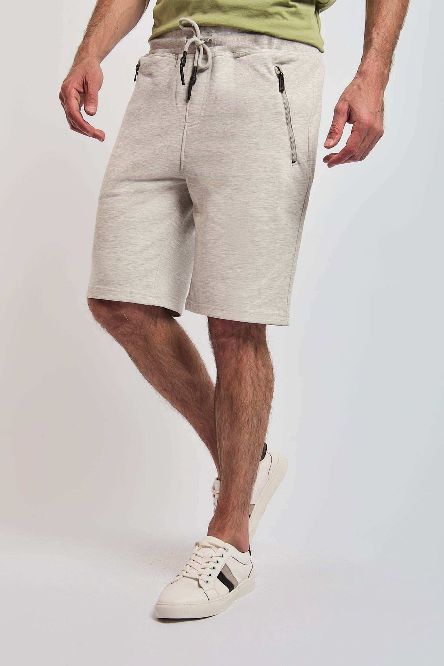 Dalydress men's light grey drawstring shorts with zip pockets, casual urban style
