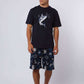Dalydress men's navy t-shirt with fish graphic and nautical print shorts, casual summer outfit