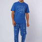 Dalydress men's blue pajama set with 'Fish' graphic tee and nautical print pants