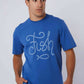 Dalydress men's blue t-shirt with 'Fish' rope print, casual summer nautical style