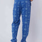 Dalydress men's blue pajama pants with nautical print, anchors and ship wheels, back view