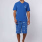 Dalydress men's blue anchor print pajama set with short sleeves and knee-length shorts