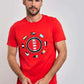 Dalydress men's red yacht club t-shirt with lighthouse graphic and nautical flags