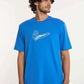 Dalydress men's blue t-shirt with wave and surfboard print, paired with plaid shorts