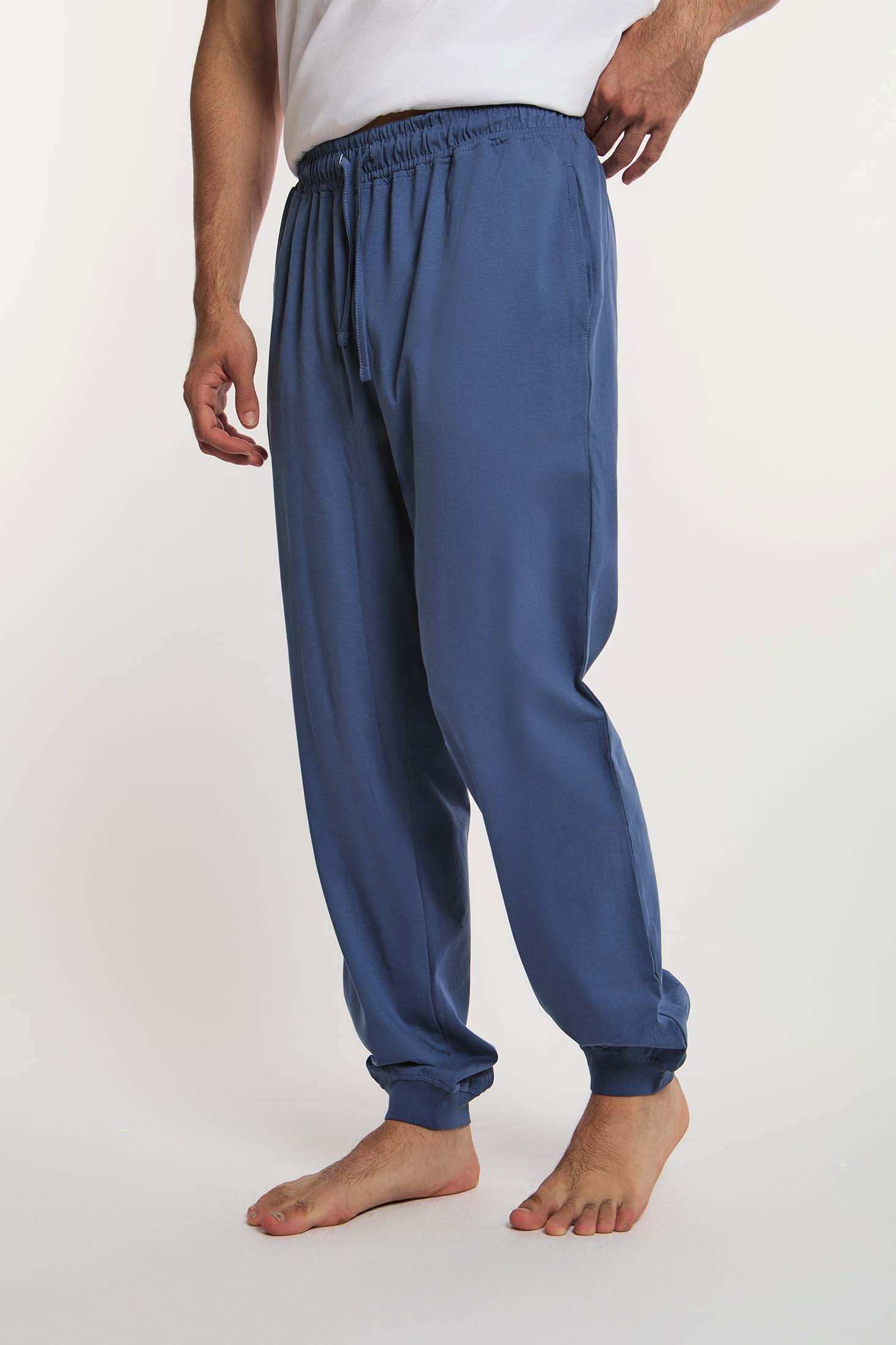 Dalydress men's blue drawstring jogger pants, casual loungewear, studio background