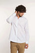 Dalydress men’s white button-down shirt with beige pants, casual modern fashion