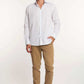 Dalydress men’s casual look with white shirt, beige pants, and brown slip-on shoes