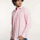 Dalydress men’s pink button-up shirt with long sleeves, styled with blue jeans