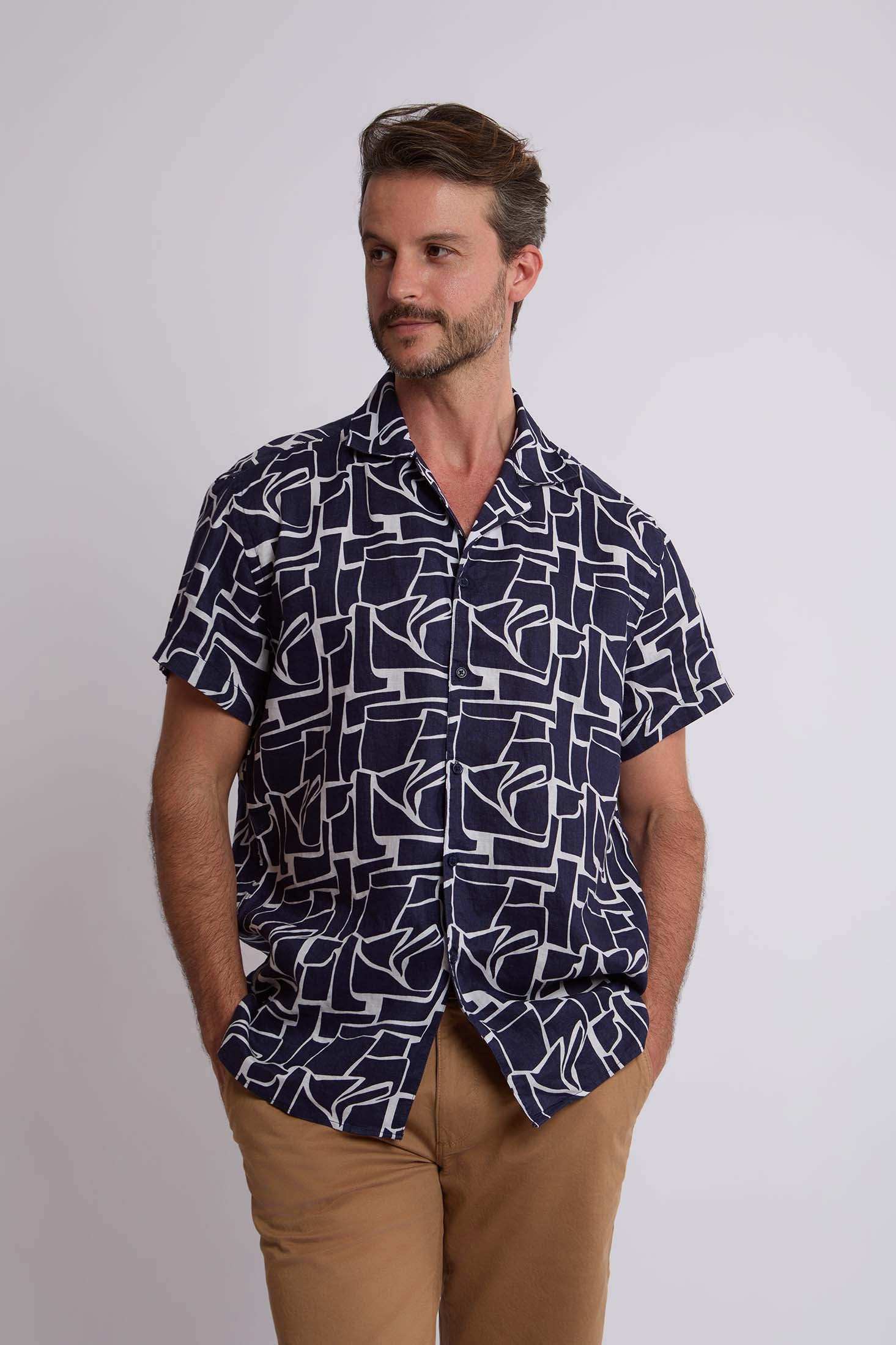 قميص رجالي عادي - كحلي