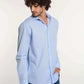 Dalydress men's light blue button-up shirt with long sleeves, casual look, white background