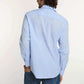 Dalydress men's casual blue button-down shirt and denim jeans, back view