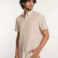 Dalydress men's short sleeve beige striped shirt with khaki pants, casual wear