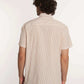 Dalydress men's short sleeve beige striped shirt back view, casual style fashion