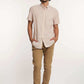 Dalydress men's short sleeve striped shirt with beige pants, casual fashion outfit