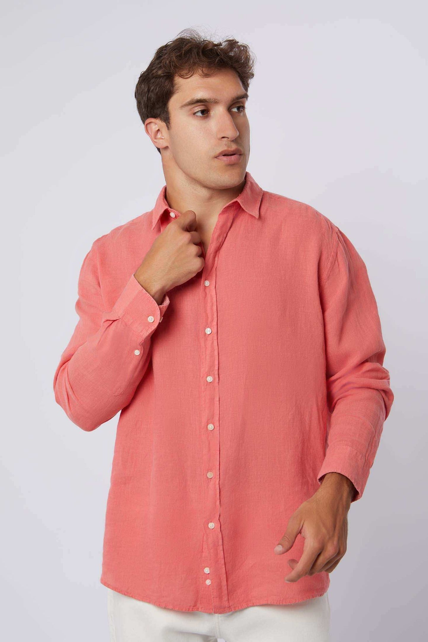 قميص الرجال العادي - وردي