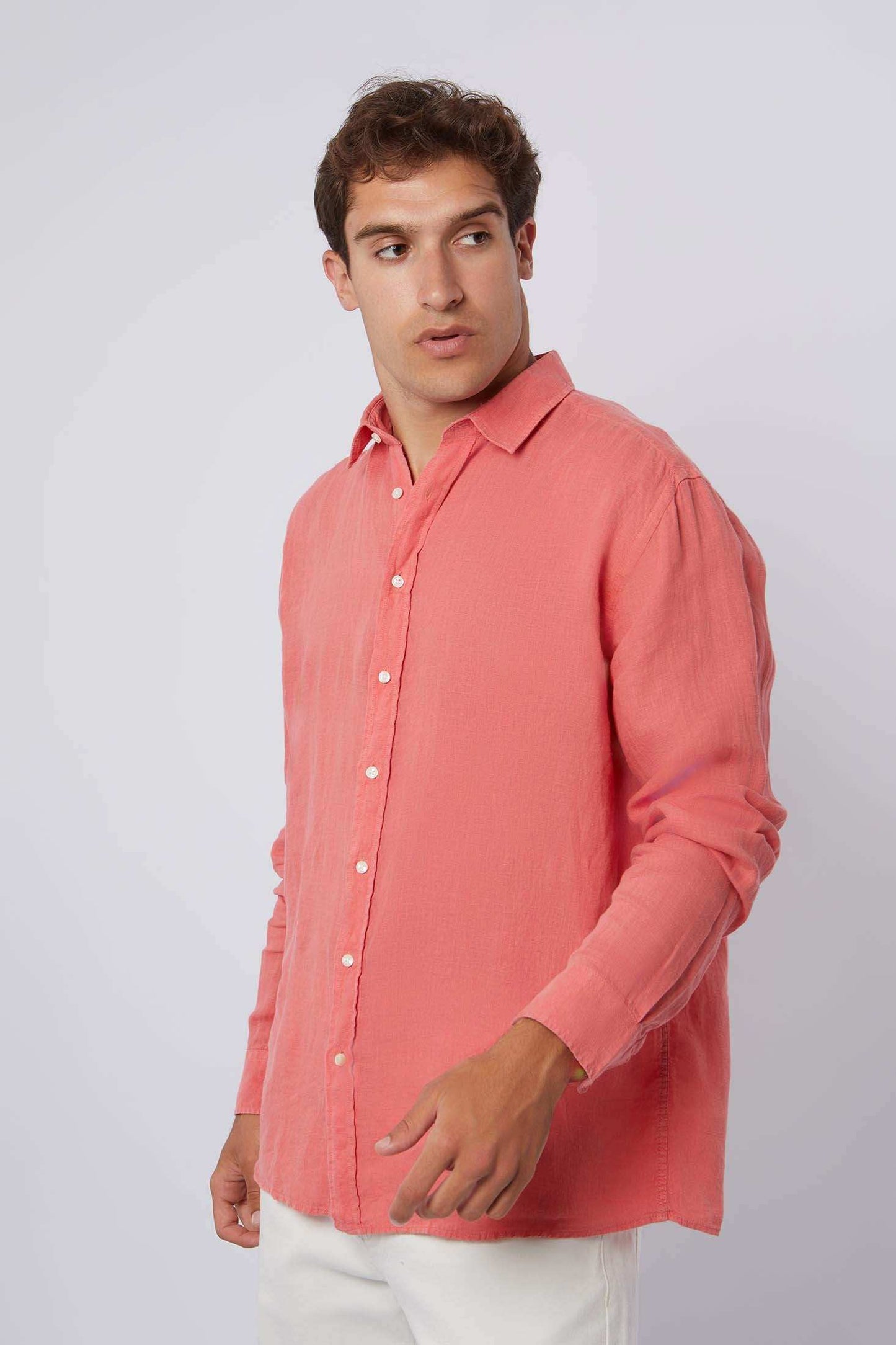 قميص الرجال العادي - وردي