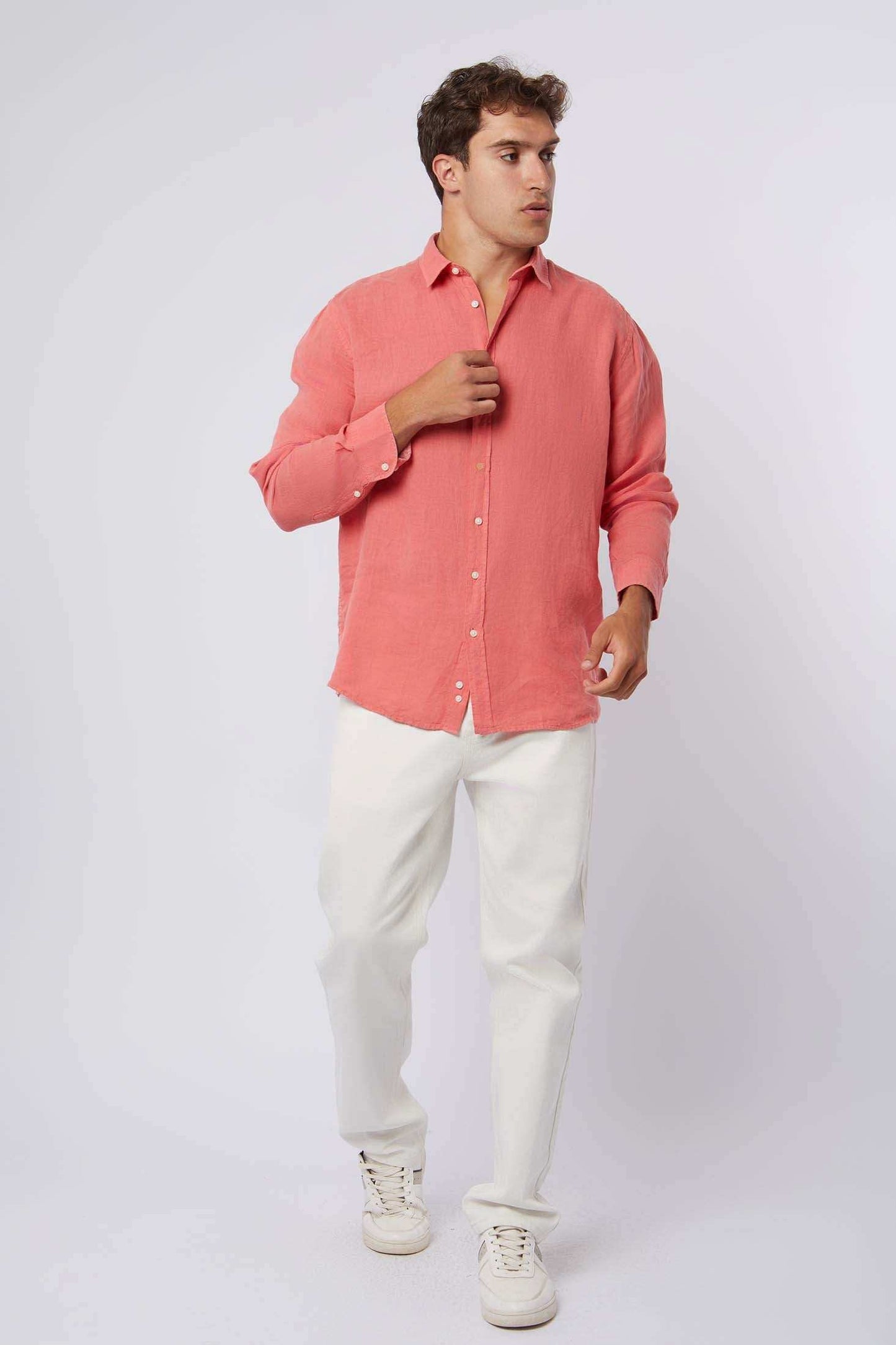 قميص الرجال العادي - وردي