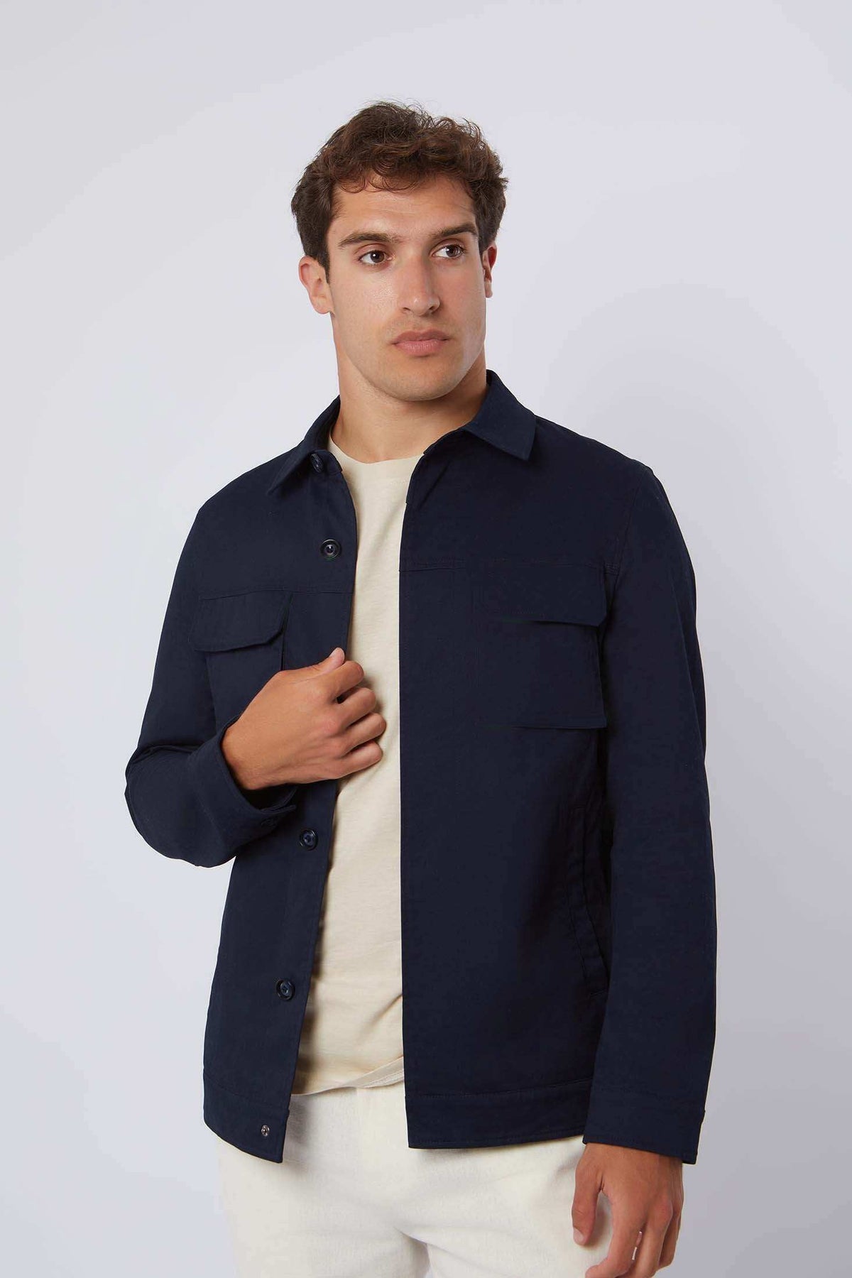 Men Regular Fit Over Shirt -  Navy