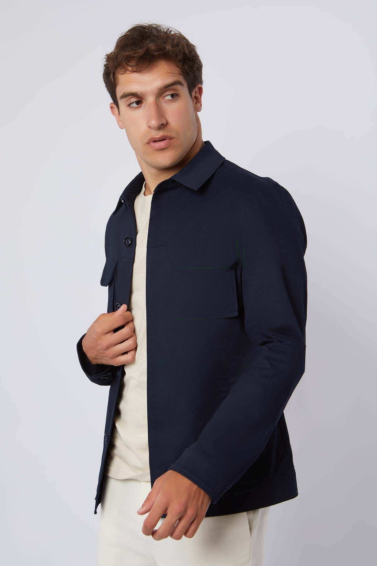 Men Regular Fit Over Shirt -  Navy