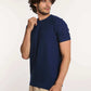 Dalydress men's casual blue short-sleeve shirt with beige pants, studio background