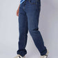 Dalydress men's casual blue jeans with classic fit, styled with white sneakers.