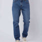 Dalydress men's straight blue jeans with classic five-pocket design, casual stripe tee