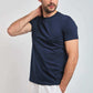 Dalydress men's navy blue t-shirt with white pants, modern casual fashion look