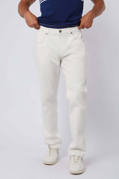 Men Regular Fit Straight Leg  Denim - Off White