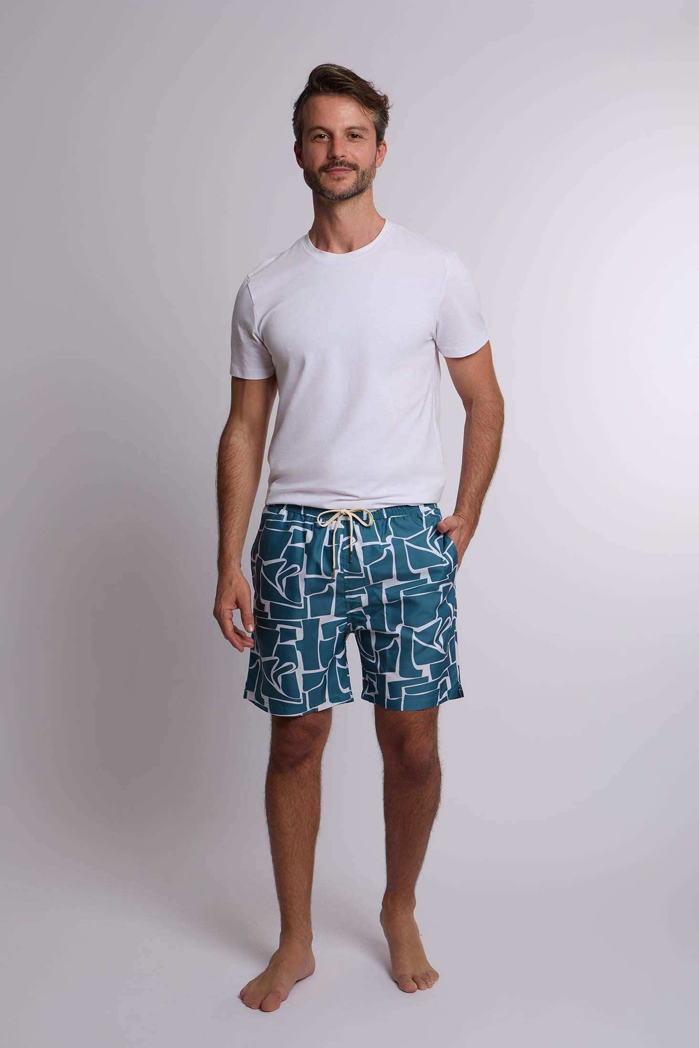 Men Regular Fit Swimming Short - Green