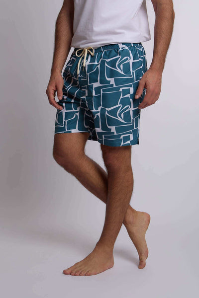 Men Regular Fit Swimming Short - Green