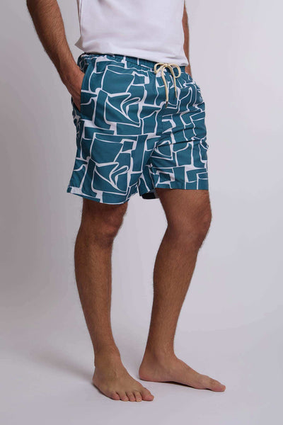 Men Regular Fit Swimming Short - Green