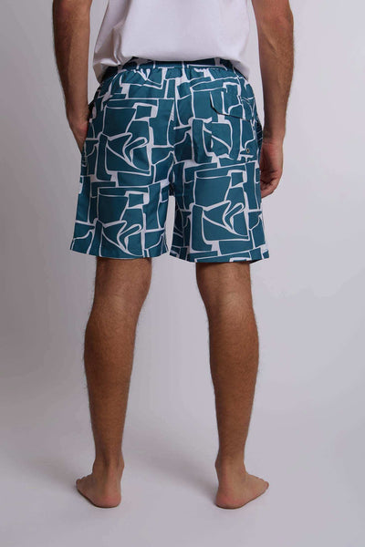 Men Regular Fit Swimming Short - Green