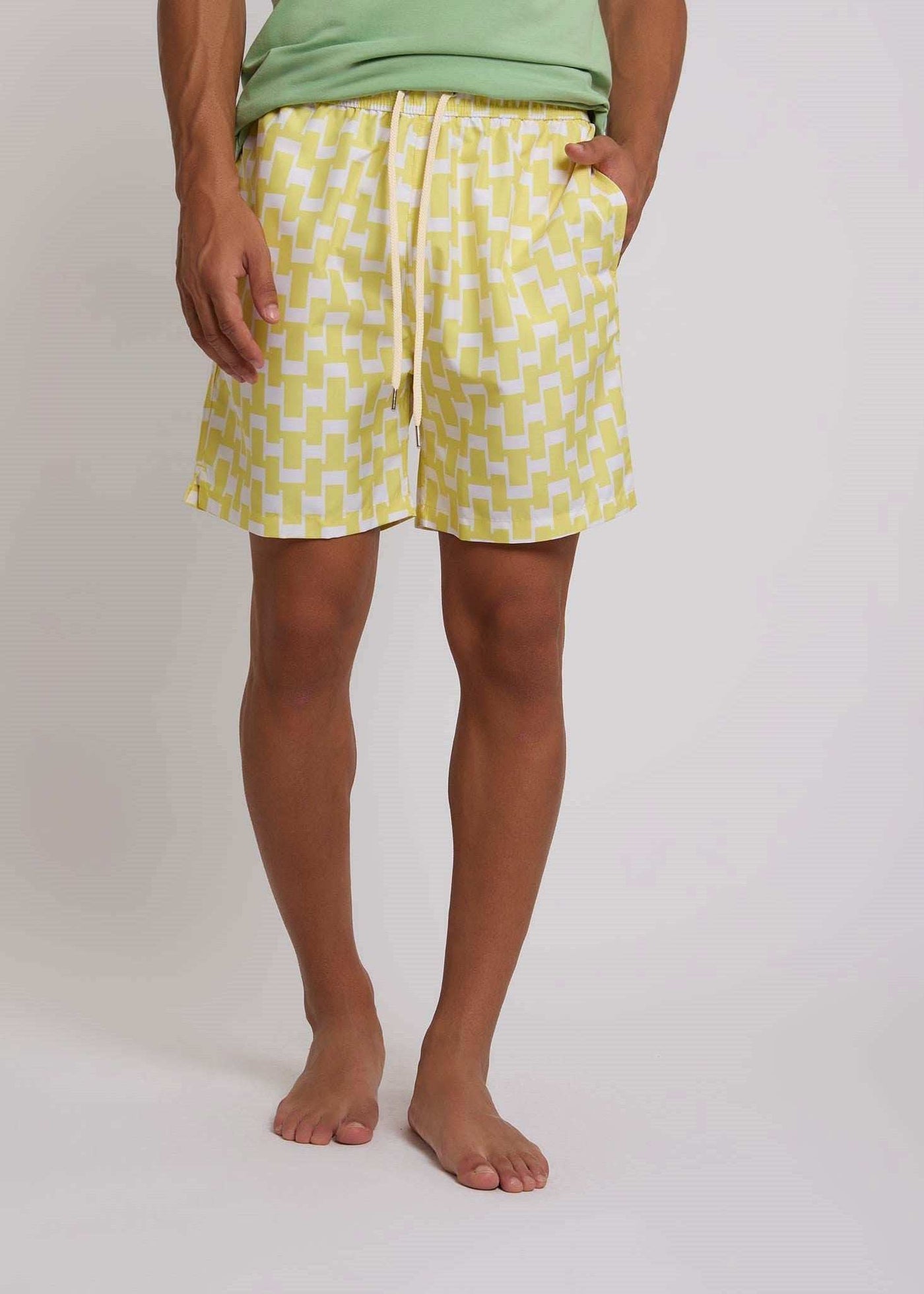 Men Regular Fit Swimming Short - Yellow