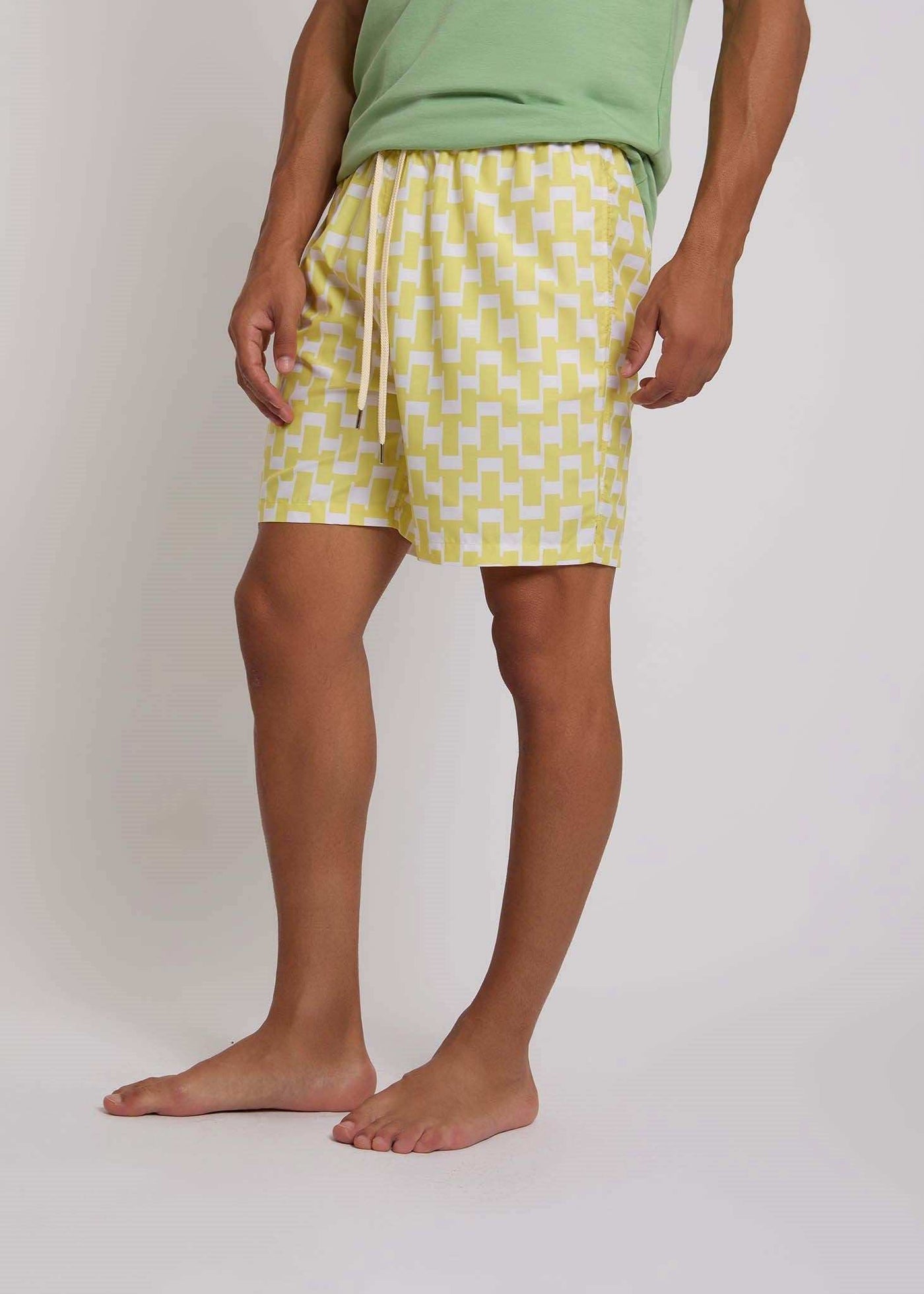 Men Regular Fit Swimming Short - Yellow