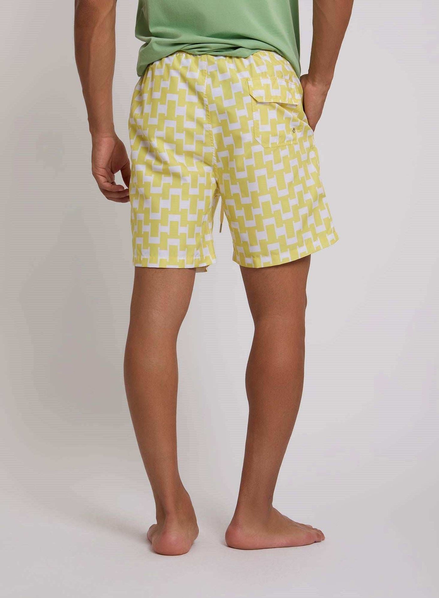 Men Regular Fit Swimming Short - Yellow