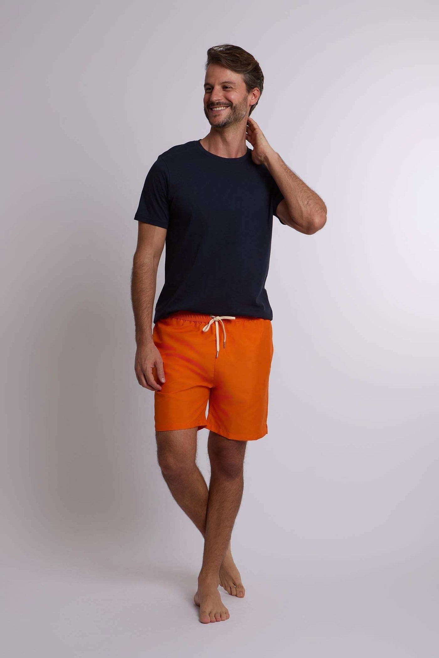 Men Regular Fit Swimming Short - Orange