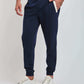 Dalydress men's navy joggers with white drawstring and pockets, paired with white sneakers