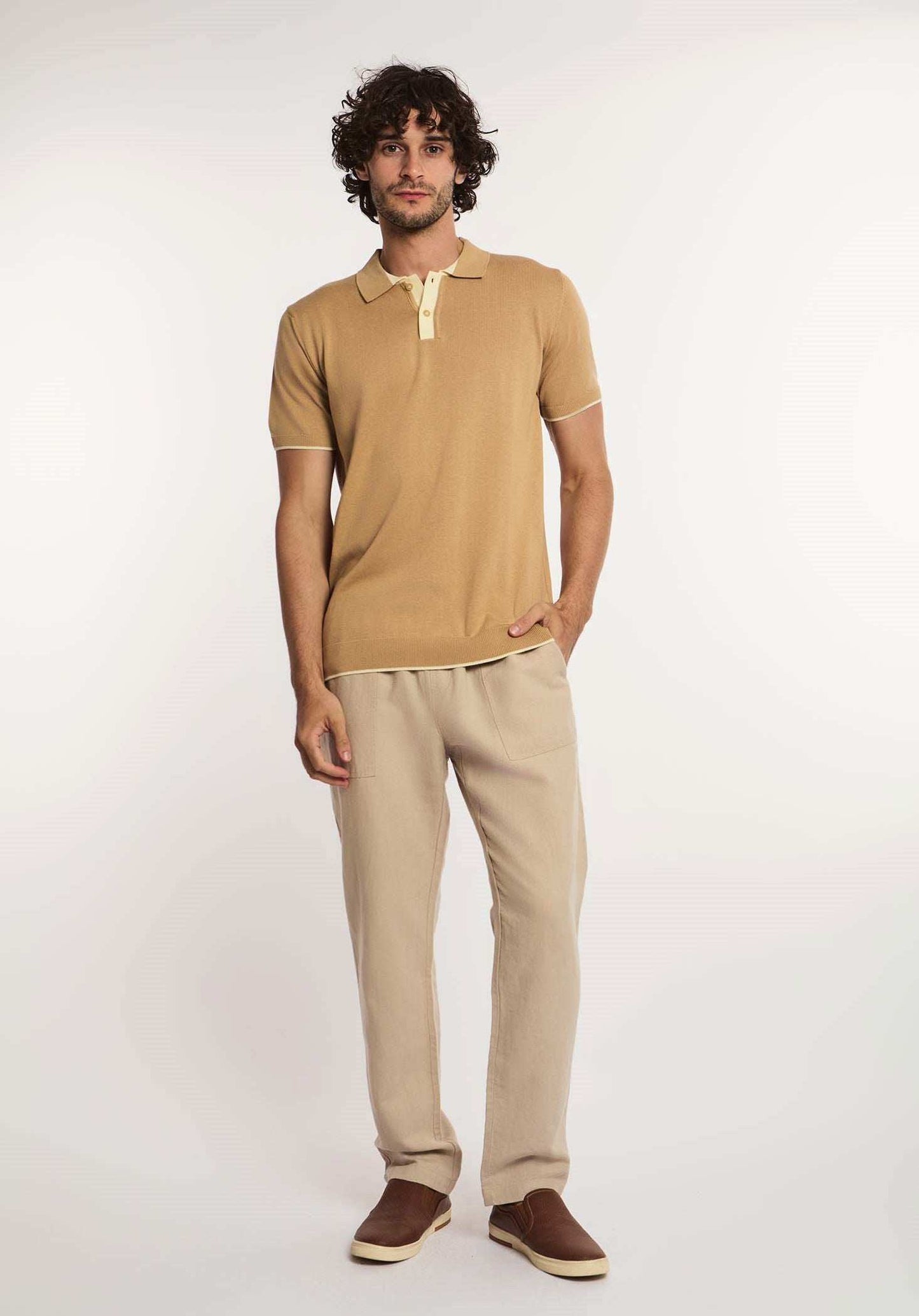 Men Regular Fit Polo - Brown