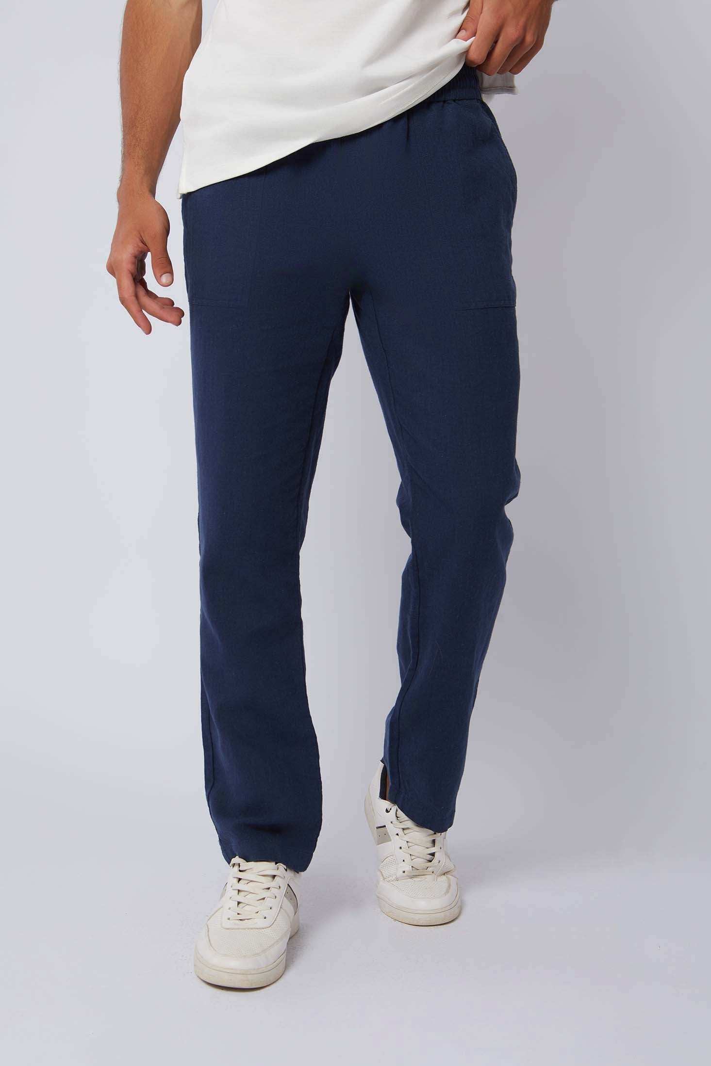 بنطلون رجالي بقصة عادية - أزرق داكن