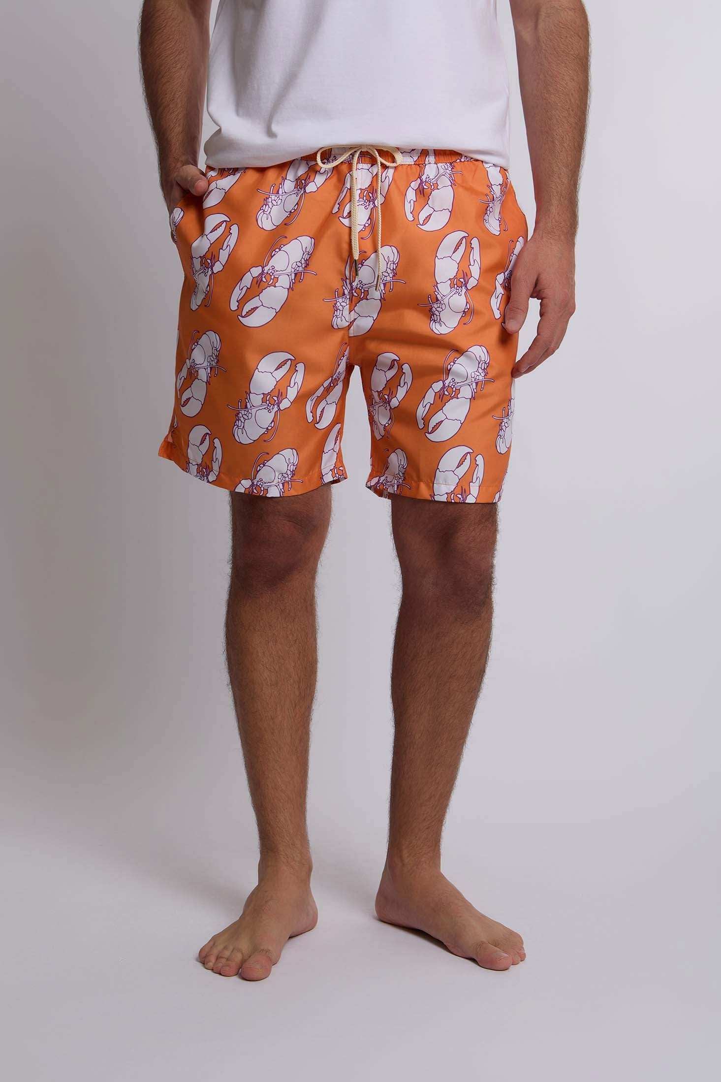 Men Regular Fit Swimming Short - Orange