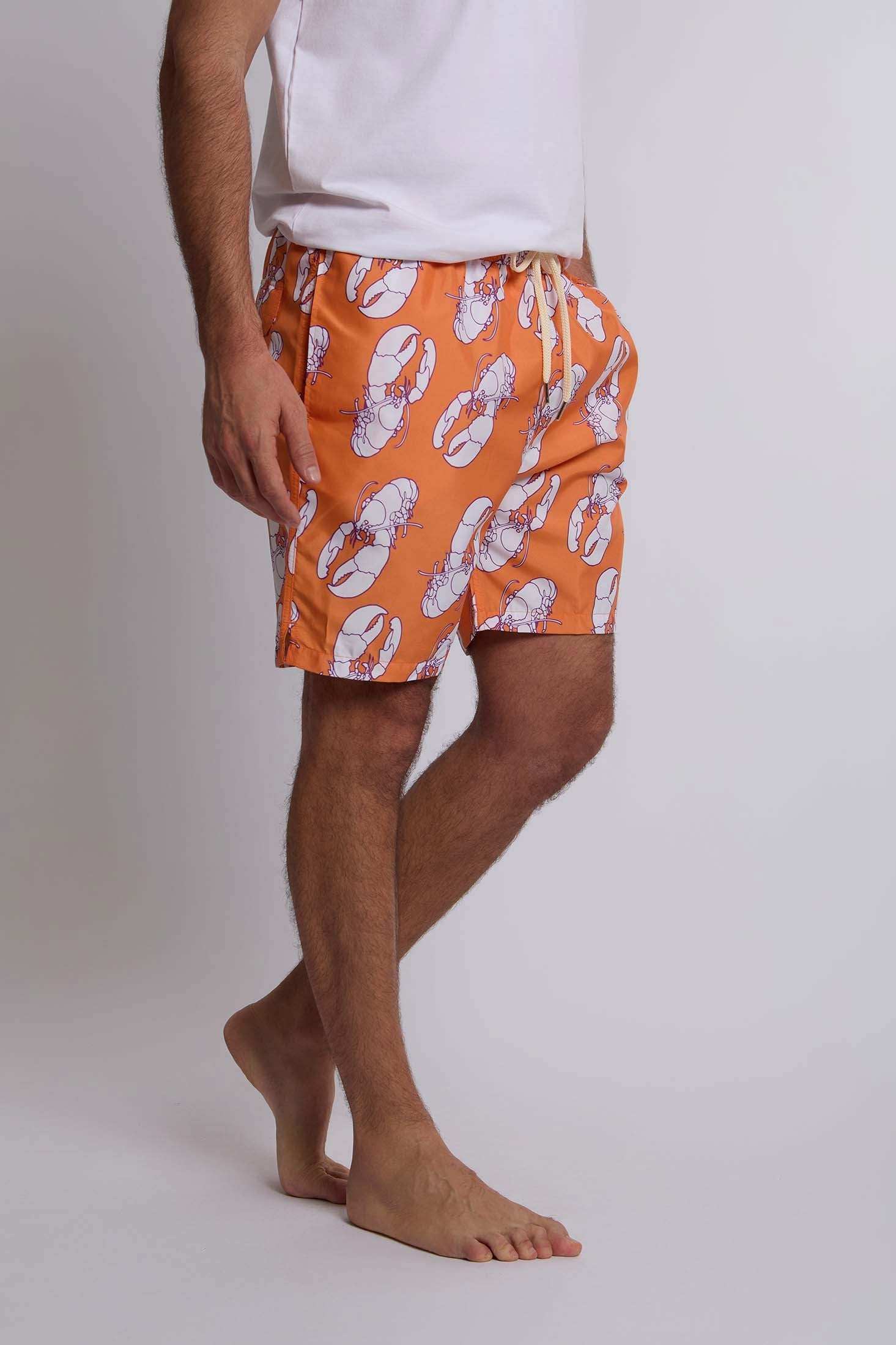 Men Regular Fit Swimming Short - Orange