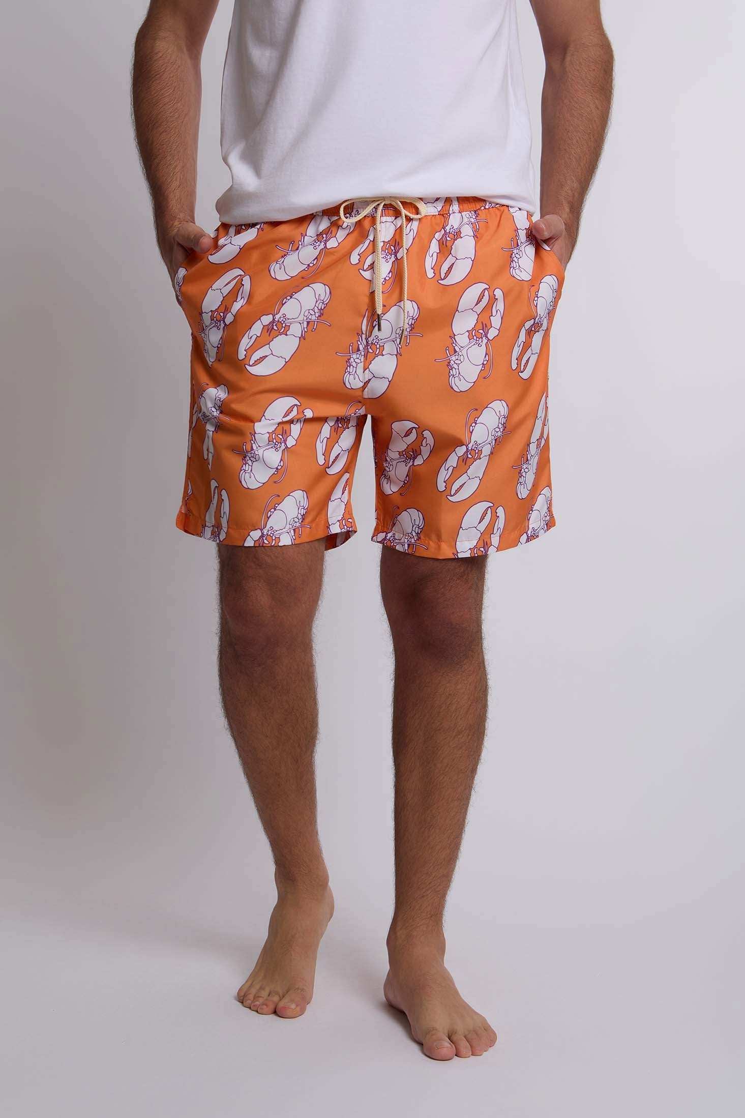 Men Regular Fit Swimming Short - Orange