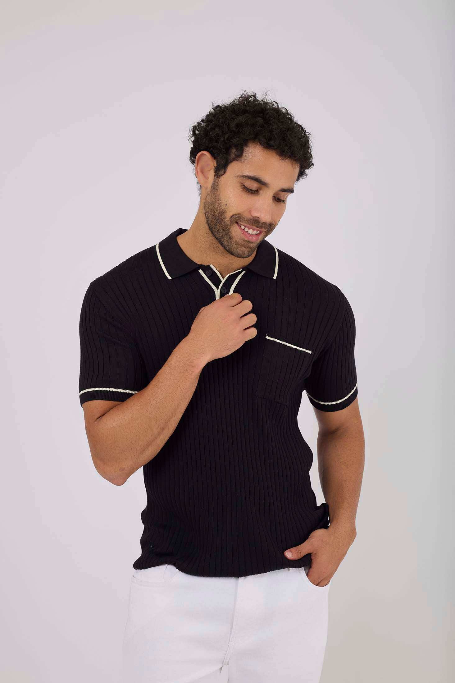 Men Regular Fit Polo - Black