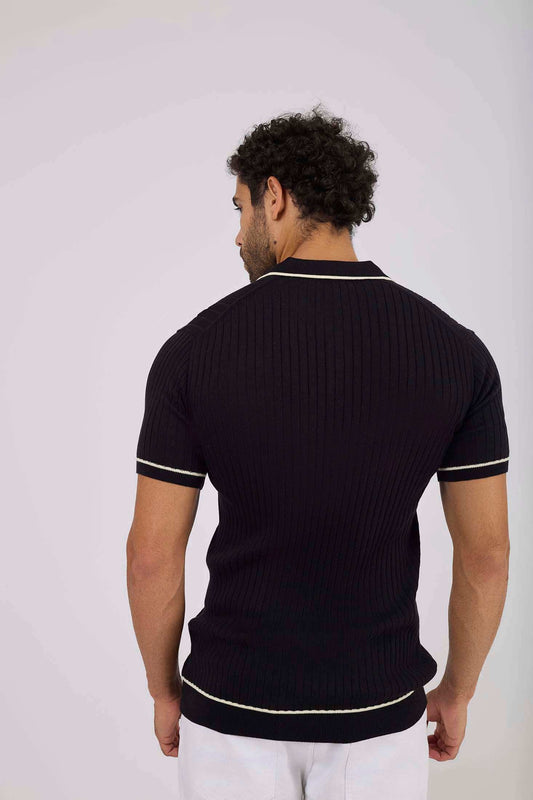 Men Regular Fit Polo - Black