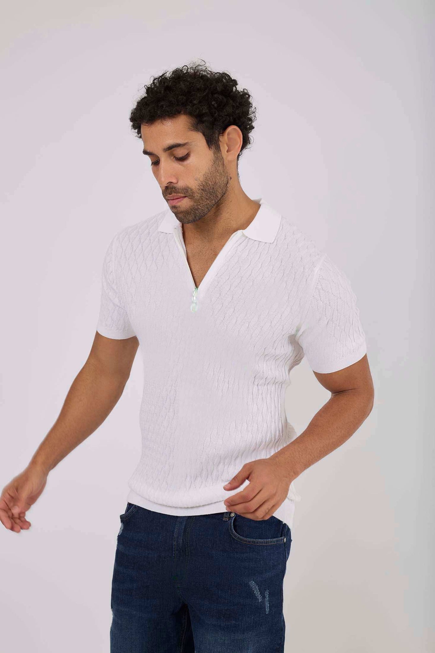 Men Regular Fit Polo - White