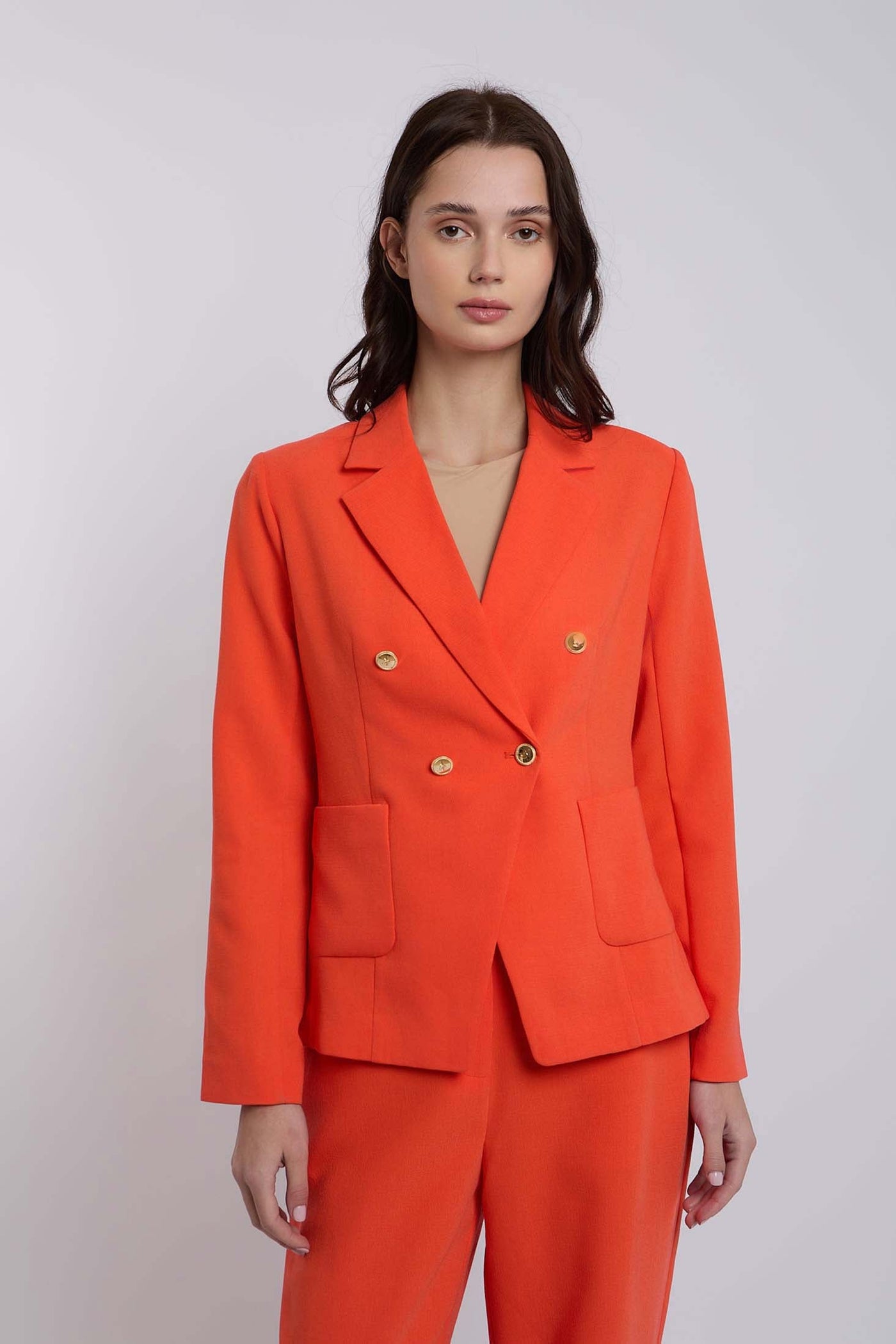 Women Regular Fit Blazer - Mandarin Red