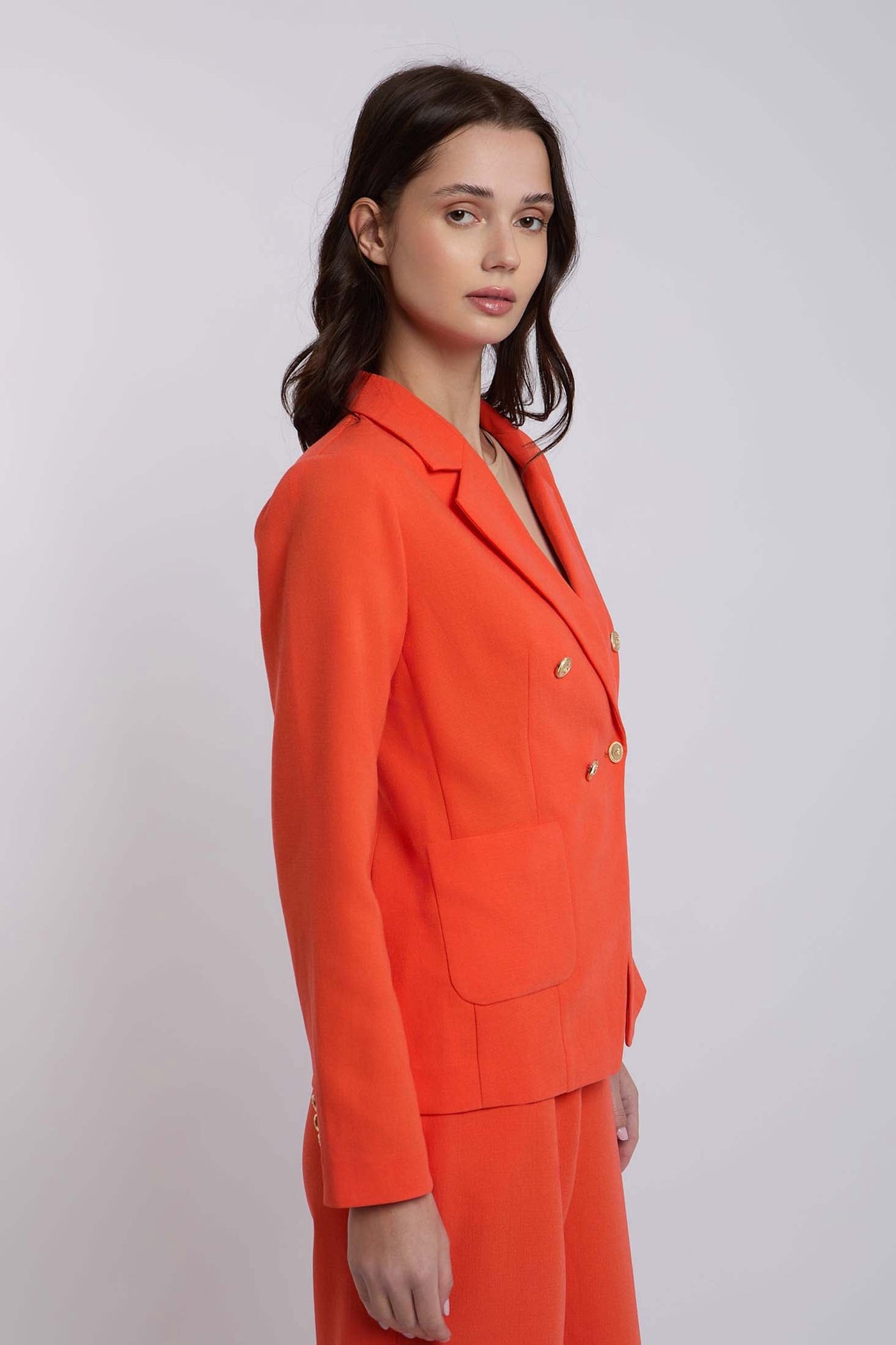 Women Regular Fit Blazer - Mandarin Red