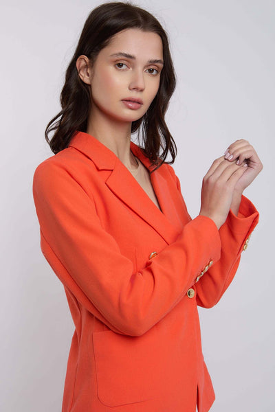 Women Regular Fit Blazer - Mandarin Red